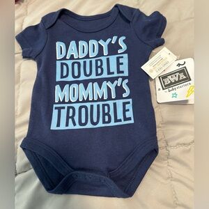 BABY STARTERS size 3 MONTHS 8 to 12.5 pounds, NAVY & LIGHT BLUE onesie.